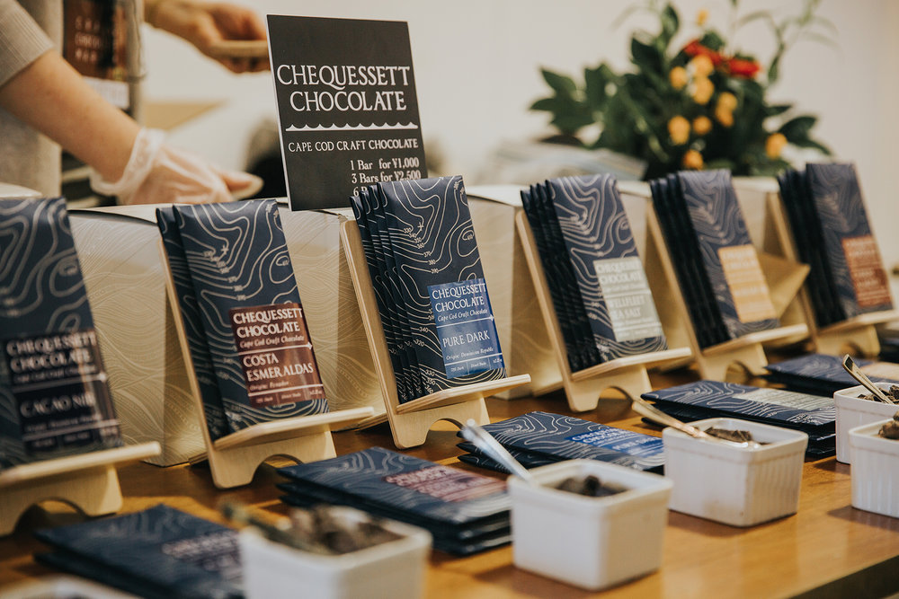 A chocolate display at Chequessett Chocolate in North Truro.