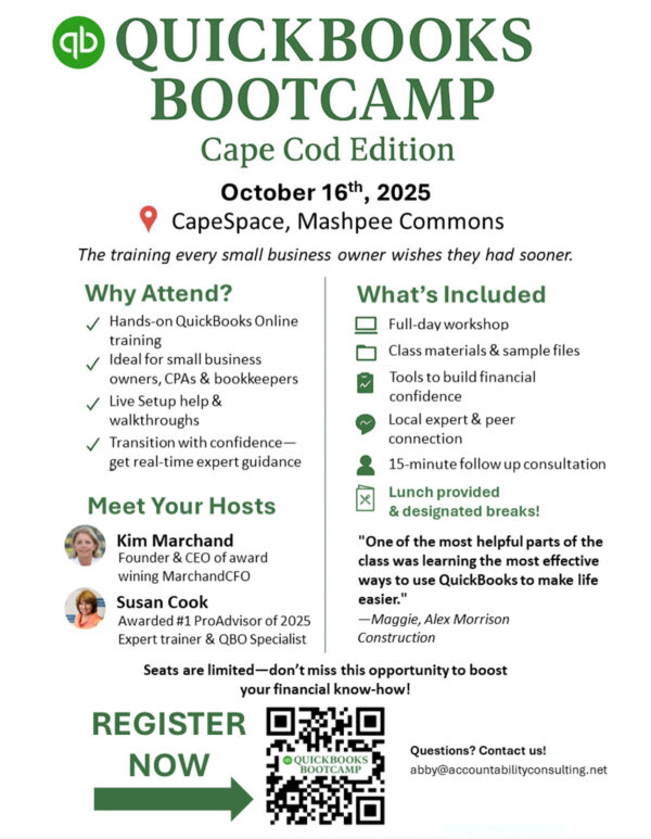 QuickBooks Bootcamp – Cape Cod Edition 1 flyer