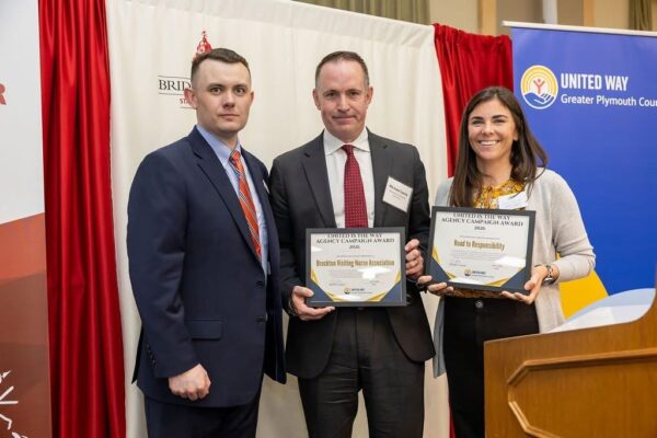 Photo (left to right):  Jared Rogers, United Way; Michael Lyons, Brockton Visiting Nurse Association; Erin Cohen, Road to Responsibility
